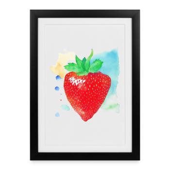 Fraise - Affiche encadrée (27 × 37 cm) - noir - Devant