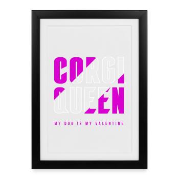 Corgi Reine - Affiche encadrée (27 × 37 cm) - noir - Devant