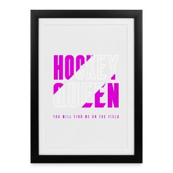 Hockey Königin - Gerahmtes Poster (27 × 37 cm) - Schwarz - Vorne