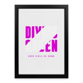 Reine de la plongée - Affiche encadrée (27 × 37 cm) - noir - Devant