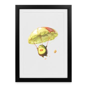 Parachutisme Avocat - Affiche encadrée (27 × 37 cm) - noir - Devant