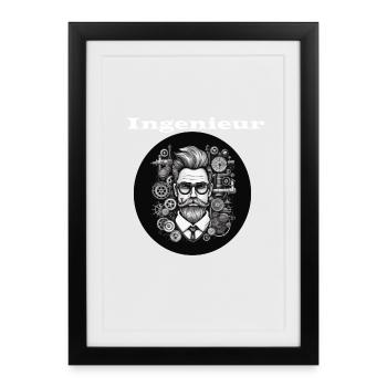 Engineer white - Framed poster (27 × 37 cm) - black - Front