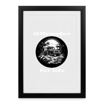 Offroader for life white - Framed poster (27 × 37 cm) - black - Front