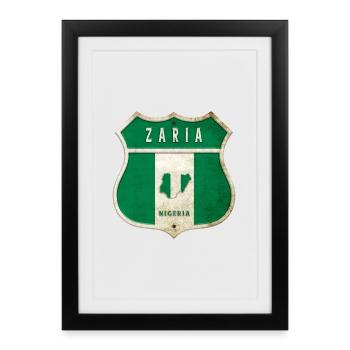 Design des armoiries de Zaria, Nigeria - Affiche encadrée (27 × 37 cm) - noir - Devant