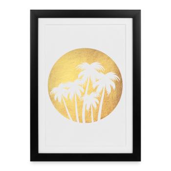 Cercle Or Palmiers Vacances De Luxe Rond Chill Mers du Sud - Affiche encadrée (27 × 37 cm) - noir - Devant