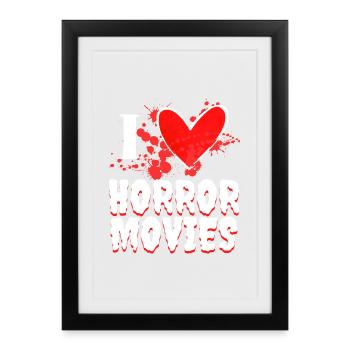 J’aime les films Déclaration Heart Movie Night Movies - Affiche encadrée (27 × 37 cm) - noir - Devant