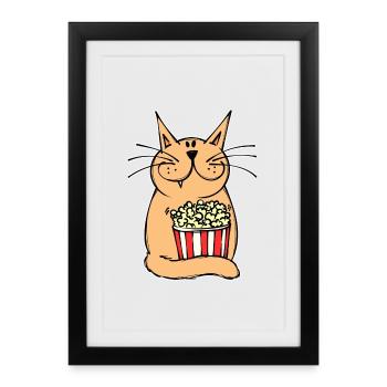 Films Binge Watching Cineast Dvd Cat Soirée cinéma - Affiche encadrée (27 × 37 cm) - noir - Devant