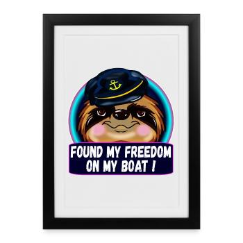 CAPITAINE DE VOILE SLOTH BOAT FREEDOM - Affiche encadrée (27 × 37 cm) - noir - Devant
