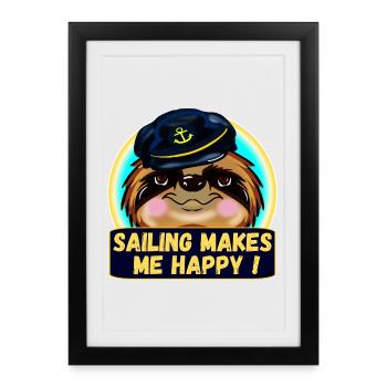 SAILING MAKES ME HAPPY SLOTH CAPTAIN - Framed poster (27 × 37 cm) - black - Front