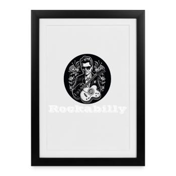 Rockabilly blanc - Affiche encadrée (27 × 37 cm) - noir - Devant