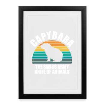 Motif animalier du zoo de Capybara - Affiche encadrée (27 × 37 cm) - noir - Devant