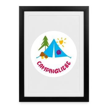 Camping Love Circle Camper Camping Outdoor Fan Love - Affiche encadrée (27 × 37 cm) - noir - Devant