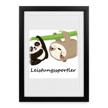 Panda und Faultier hängen ab - Leistungssportler - Gerahmtes Poster (27 × 37 cm) - Schwarz - Vorne