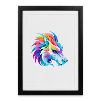 Tête de Dragon Arc-en-ciel - Affiche encadrée (27 × 37 cm) - noir - Devant