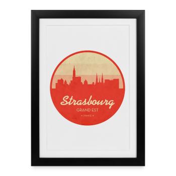 Horizon de Strasbourg Vintage Circle - Affiche encadrée (27 × 37 cm) - noir - Devant
