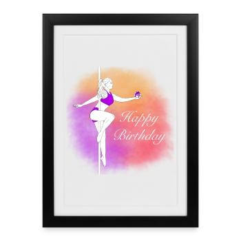 Pole Dance Birthday Gradient Illustration - Framed poster (27 × 37 cm) - black - Front