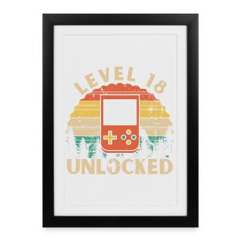 Level 18 Unlocked - Framed poster (27 × 37 cm) - black - Front