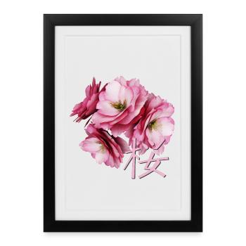 Fleur de cerisier - Affiche encadrée (27 × 37 cm) - noir - Devant