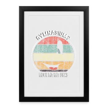 École secondaire rétro jeu de mots drôle Inscription à l’école - Affiche encadrée (27 × 37 cm) - noir - Devant