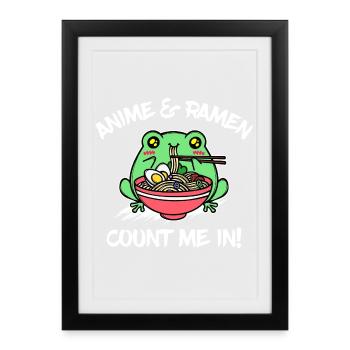 Anime Ramen Japan Statement Cartoon Comic - Framed poster (27 × 37 cm) - black - Front