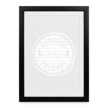 Running Is My Therapy Retro Sunset - Framed poster (27 × 37 cm) - black - Front