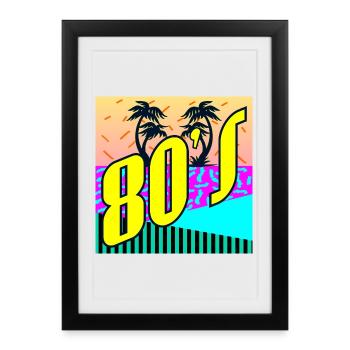 Fête des années 80 - Affiche encadrée (27 × 37 cm) - noir - Devant