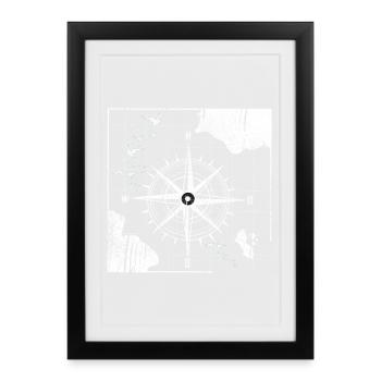 Conception nautique de boussole vintage - Affiche encadrée (27 × 37 cm) - noir - Devant