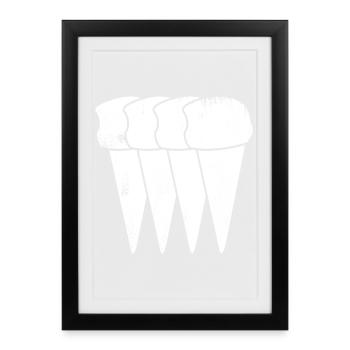 Cornets de crème glacée - Affiche encadrée (27 × 37 cm) - noir - Devant