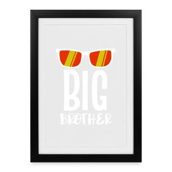 Cool Dicton Fier Big Brother Brother Brother Coeur - Affiche encadrée (27 × 37 cm) - noir - Devant
