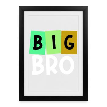 Big Brother Brother Heart Bro Déclaration Frères et sœurs - Affiche encadrée (27 × 37 cm) - noir - Devant