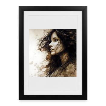 Portrait Woman 01 - Framed poster (27 × 37 cm) - black - Front