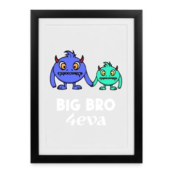 Déclaration de frère et de sœur Brother Heart Bro Big Brother - Affiche encadrée (27 × 37 cm) - noir - Devant