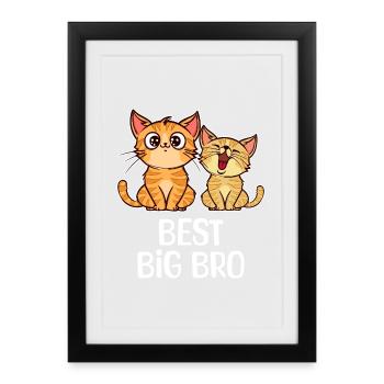 Déclaration de chat Bro frère frère amour grand frère - Affiche encadrée (27 × 37 cm) - noir - Devant
