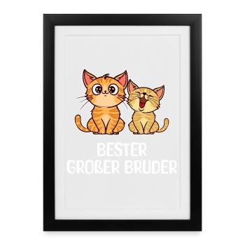 Frère et sœur Amour Bro Cat Déclaration Big Brother - Affiche encadrée (27 × 37 cm) - noir - Devant
