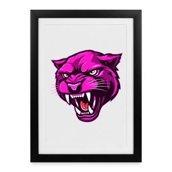 Panther Head Rose - Affiche encadrée (27 × 37 cm) - noir - Devant