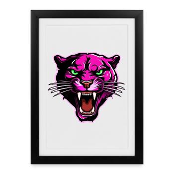Panther Head Rose - Affiche encadrée (27 × 37 cm) - noir - Devant
