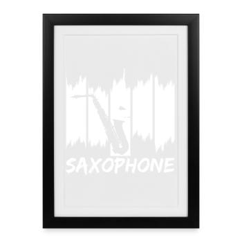 Saxophon Skizze - Gerahmtes Poster (27 × 37 cm) - Schwarz - Vorne