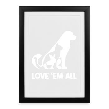 Déclaration sur les animaux de compagnie Chat Lapin Chien Animaux de compagnie - Affiche encadrée (27 × 37 cm) - noir - Devant