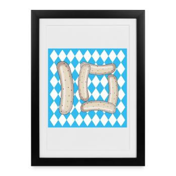ZAHL 10 - BAYERN ZEHN - Weißwurst - Gerahmtes Poster (27 × 37 cm) - Schwarz - Vorne