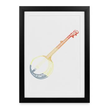 Croquis de banjo vintage - Affiche encadrée (27 × 37 cm) - noir - Devant