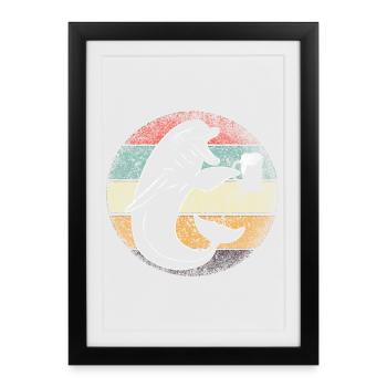 Party Delfin mit Bier am Strand- Fest im Oktober - Gerahmtes Poster (27 × 37 cm) - Schwarz - Vorne
