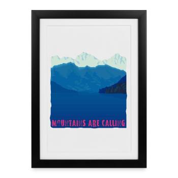 Mountains are Calling | Mountains and lake - Framed poster (27 × 37 cm) - black - Front