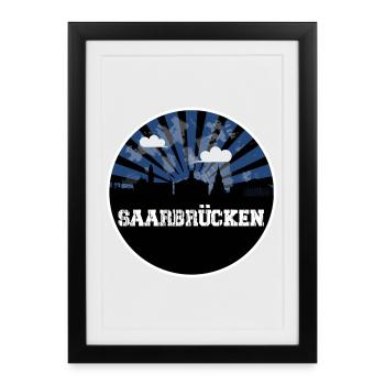 Saarbrücken Home Game Skyline - Framed poster (27 × 37 cm) - black - Front