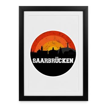 Saarbrücken Original Skyline - Framed poster (27 × 37 cm) - black - Front