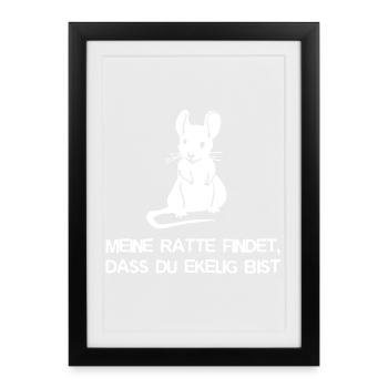 Lap Animal Rat Statement Animaux de compagnie - Affiche encadrée (27 × 37 cm) - noir - Devant
