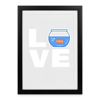 Pets Goldfish Saying Stuffed Animal Aquarium - Framed poster (27 × 37 cm) - black - Front
