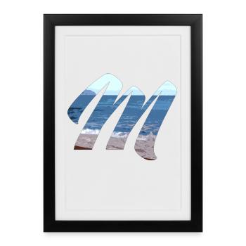 Vagues de la mer Art Design - Affiche encadrée (27 × 37 cm) - noir - Devant