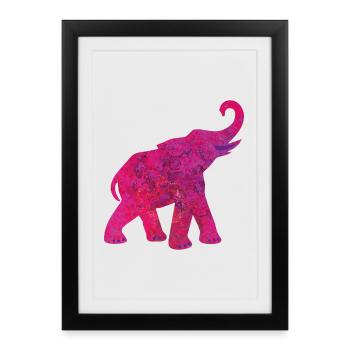 Yoga Pink Elephant Structure Meditation India Yogi - Framed poster (27 × 37 cm) - black - Front