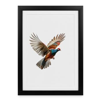 Faisan Cadeau Oiseau Nature Animal Perdrix Caille - Affiche encadrée (27 × 37 cm) - noir - Devant
