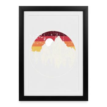 Retro Mountain Sunset Circle - Framed poster (27 × 37 cm) - black - Front